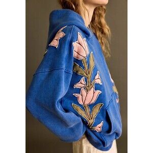 Free People We The Free it's a Vibe Flowers Hoodie Tunic Top Oversized XS 286783